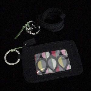 Vera Bradley Zip ID Case & Lanyard Set Black